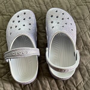 CROCS Kids Silver Sparkly Clogs